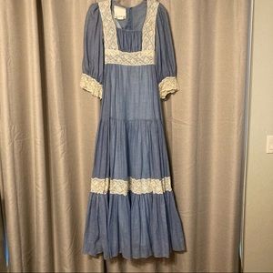 Vintage Gunne Sax Chambray Prairie Maxi